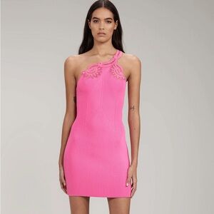 Self Portrait NWT pink knit one shoulder dress